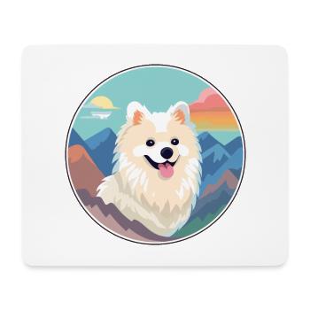 Spitz indien chien race Cartoon Kawaii aquarelle - Tapis de souris (format paysage) - blanc - Devant