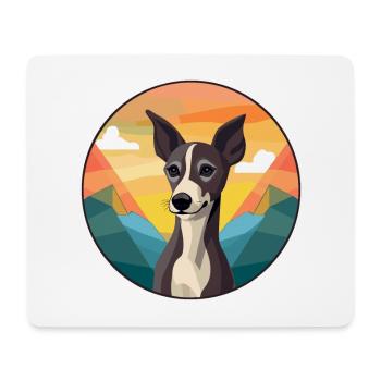 Lévrier italien chien race Cartoon Kawaii Waterco - Tapis de souris (format paysage) - blanc - Devant