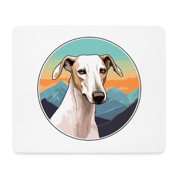 Galgo Español chien race dessin animé Kawaii aquarelle - Tapis de souris (format paysage) - blanc - Devant