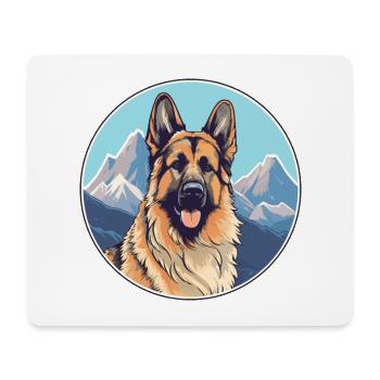 Karst Schäferhund Rasse Cartoon Kawaii Aquarell - Mousepad (Querformat) - Weiß - Vorne
