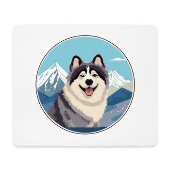 Hokkaido Dog Breed Cartoon Kawaii Watercolor - Mouse Pad (horizontal) - white - Front