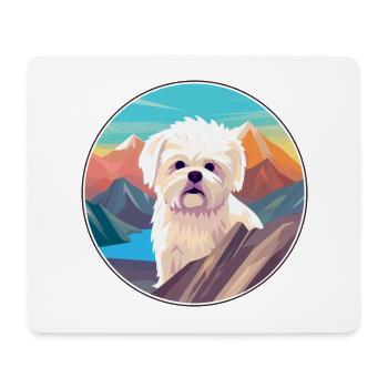Malteser Hund Rasse Cartoon Kawaii Aquarell - Mousepad (Querformat) - Weiß - Vorne