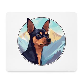 Pinscher miniature chien race dessin animé Kawaii Waterc - Tapis de souris (format paysage) - blanc - Devant