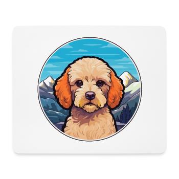 Caniche miniature chien race dessin animé Kawaii Watercol - Tapis de souris (format paysage) - blanc - Devant