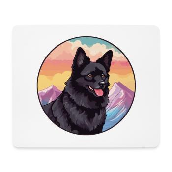 Schipperke Hunderasse Cartoon Kawaii Aquarell - Mousepad (Querformat) - Weiß - Vorne