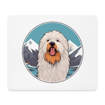 Puli chien race dessin animé Kawaii aquarelle - Tapis de souris (format paysage) - blanc - Devant