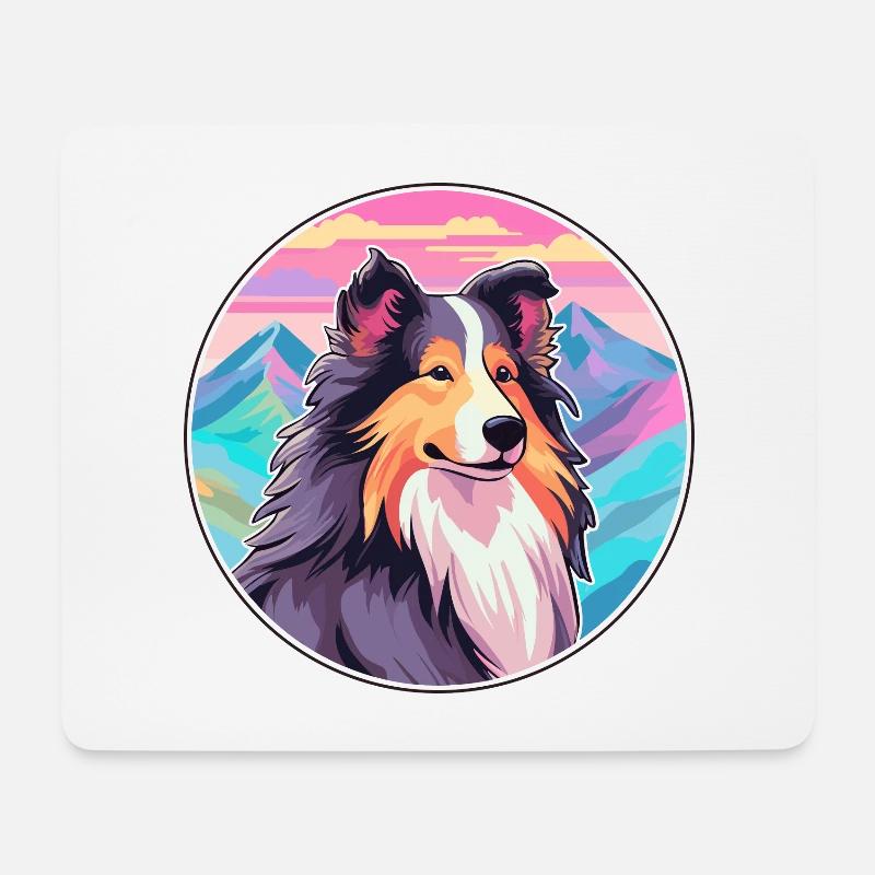 Sheltie Hunderasse Karikatur Kawaii Aquarell - Mousepad (Querformat) - Weiß