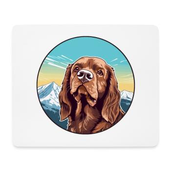 Sussex épagneul chien race dessin animé Kawaii aquarelle - Tapis de souris (format paysage) - blanc - Devant