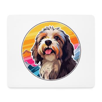 Tibet Terrier Hunderasse Karikatur Kawaii Watercolo - Mousepad (Querformat) - Weiß - Vorne