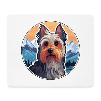 Silky Terrier chien race dessin animé Kawaii aquarelle - Tapis de souris (format paysage) - blanc - Devant