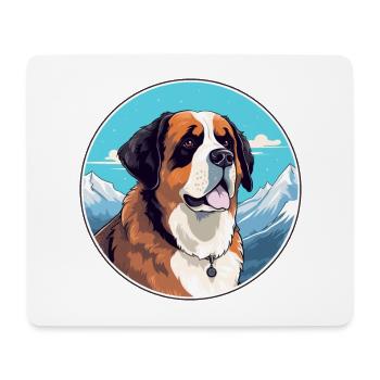 St Bernard chien race dessin animé Kawaii aquarelle - Tapis de souris (format paysage) - blanc - Devant