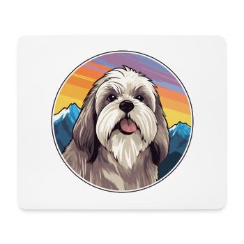 Tibetische Kyi Apso Hunderasse Karikatur Kawaii Watercol - Mousepad (Querformat) - Weiß - Vorne