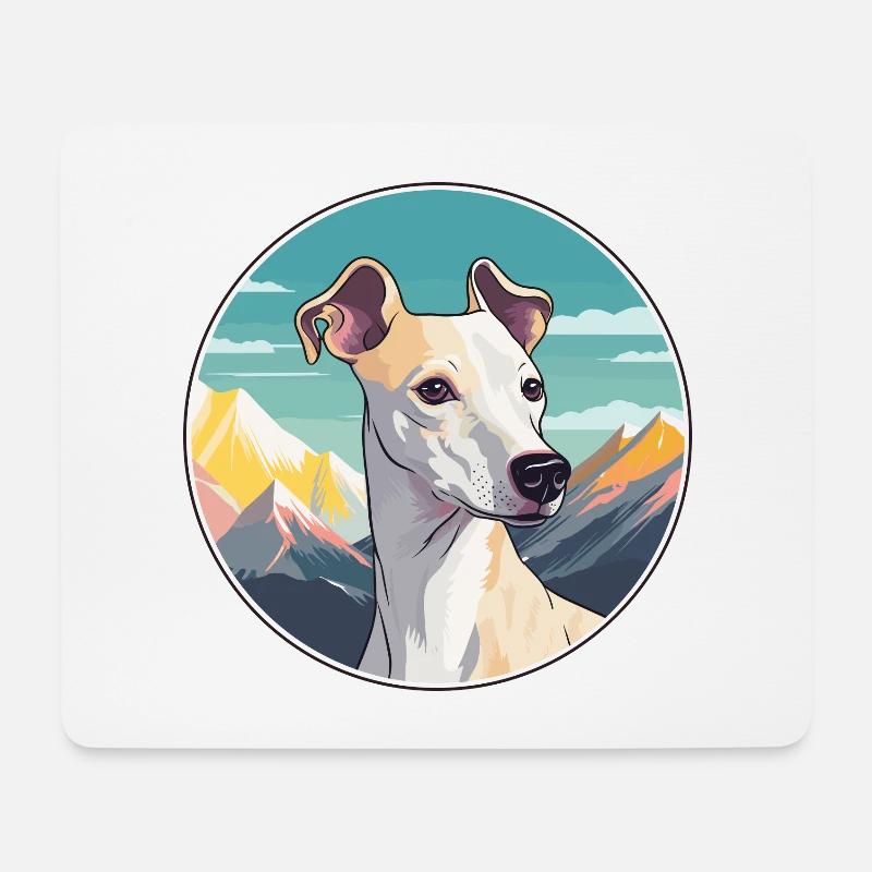 Whippet Hund Rasse Cartoon Kawaii Aquarell - Mousepad (Querformat) - Weiß