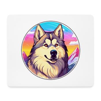 Alaska Malamute Hunderasse Cartoon Kawaii Watercol - Mousepad (Querformat) - Weiß - Vorne