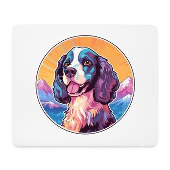 Alpine Spaniel Dog Breed Cartoon Kawaii Watercolor - Mouse Pad (horizontal) - white - Front