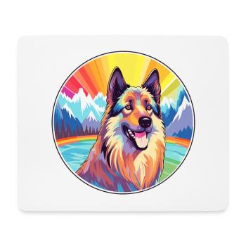 Belgian Tervuren Dog Breed Cartoon Kawaii Watercol - Mouse Pad (horizontal) - white - Front