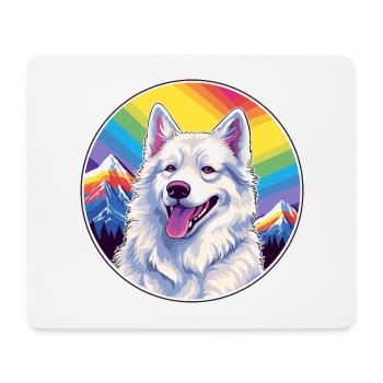 Berger Blanc Suisse Race De Chien Cartoon Kawaii Eau - Tapis de souris (format paysage) - blanc - Devant