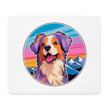 Australian Shepherd Dog Breed Cartoon Kawaii Water - Mouse Pad (horizontal) - white - Front