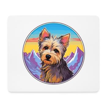 Australian Silky Terrier Dog Breed Cartoon Kawaii - Mouse Pad (horizontal) - white - Front