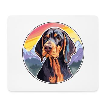 Noir et Tan Coonhound chien race Cartoon Kawaii W - Tapis de souris (format paysage) - blanc - Devant