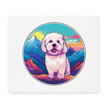 Bolognese Hunderasse Cartoon Kawaii Aquarell - Mousepad (Querformat) - Weiß - Vorne