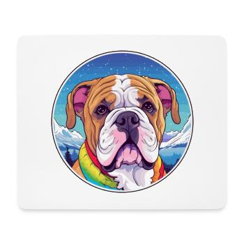 Bulldogge Hund Rasse Cartoon Kawaii Aquarell - Mousepad (Querformat) - Weiß - Vorne