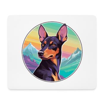 German Pinscher Dog Breed Cartoon Kawaii Watercolo - Mouse Pad (horizontal) - white - Front