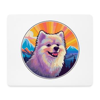 Deutsche Spitz Hunderasse Karikatur Kawaii Aquarell - Mousepad (Querformat) - Weiß - Vorne
