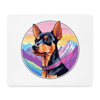 Arlequin Pinscher chien race dessin animé kawaii waterc - Tapis de souris (format paysage) - blanc - Devant