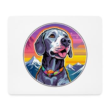 Chien gris chien race dessin animé Kawaii aquarelle - Tapis de souris (format paysage) - blanc - Devant