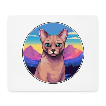 Burmesische Katze Bunte Karikatur Aquarell Illustrati - Mousepad (Querformat) - Weiß - Vorne