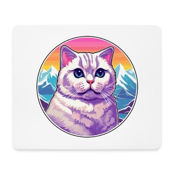 British Shorthair Cat Colorful Cartoon Watercolor - Mouse Pad (horizontal) - white - Front