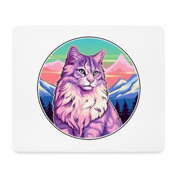 Chat de la forêt norvégienne coloré dessin animé aquarelle I - Tapis de souris (format paysage) - blanc - Devant