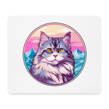 Chat sibérien coloré dessin animé aquarelle Illustrat - Tapis de souris (format paysage) - blanc - Devant