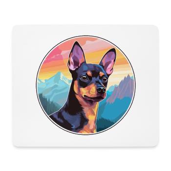 Pinscher miniature chien race dessin animé Kawaii Waterc - Tapis de souris (format paysage) - blanc - Devant