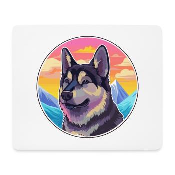 Norwegian Elkhound Dog Breed Cartoon Kawaii Waterc - Mouse Pad (horizontal) - white - Front