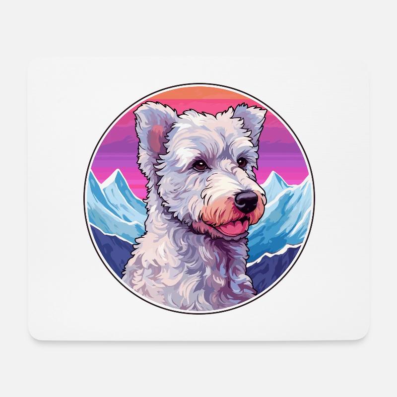 Pumi Hunderasse Karikatur Kawaii Aquarell - Mousepad (Querformat) - Weiß