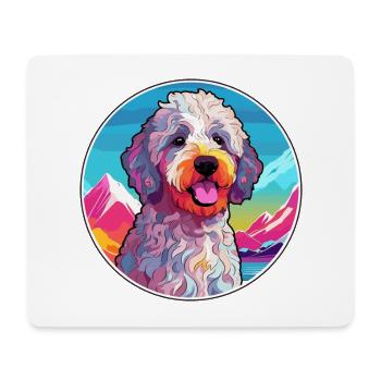Spanischer Wasserhund Rasse Cartoon Kawaii Aquarell - Mousepad (Querformat) - Weiß - Vorne