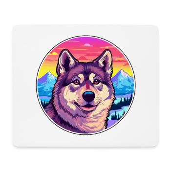 Swedish Elkhound Dog Breed Cartoon Kawaii Watercol - Mouse Pad (horizontal) - white - Front