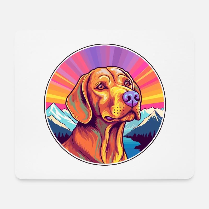Vizsla Hunderasse Cartoon Kawaii Aquarell - Mousepad (Querformat) - Weiß
