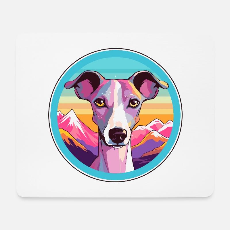 Whippet Hund Rasse Cartoon Kawaii Aquarell - Mousepad (Querformat) - Weiß