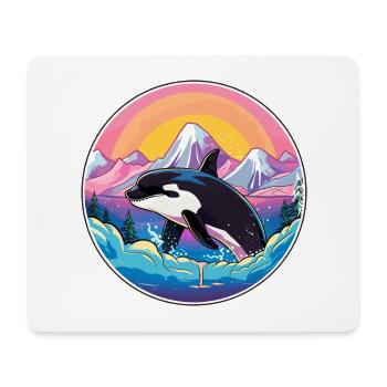 Orca Aquarell Karikatur Kawaii Haustier Tier Bunt - Mousepad (Querformat) - Weiß - Vorne
