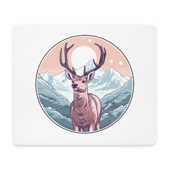 Hirsch Aquarell Karikatur Kawaii Haustier Tier Bunt - Mousepad (Querformat) - Weiß - Vorne