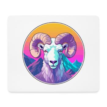 Ram Watercolor Cartoon Kawaii Pet Animal Colorful - Mouse Pad (horizontal) - white - Front
