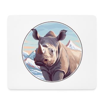 Nashorn Aquarell Karikatur Kawaii Haustier Tier Farbefu - Mousepad (Querformat) - Weiß - Vorne