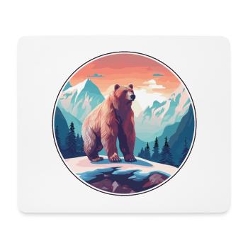 Bär Aquarell Karikatur Kawaii Haustier Tier Bunt - Mousepad (Querformat) - Weiß - Vorne