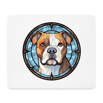 Bouledogue américain chien race vitrail coloré - Tapis de souris (format paysage) - blanc - Devant