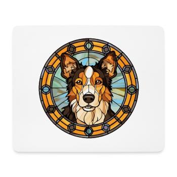Berger basque chien race vitrail coloré W - Tapis de souris (format paysage) - blanc - Devant