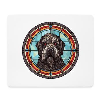 Terrier russe noir chien race vitrail Colo - Tapis de souris (format paysage) - blanc - Devant