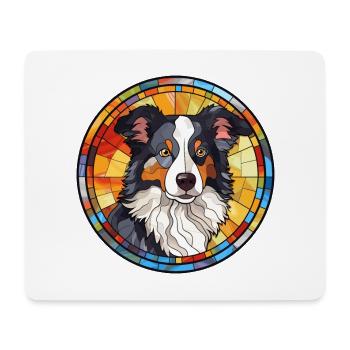 Border Collie Hunderasse Buntes Glas Wat - Mousepad (Querformat) - Weiß - Vorne